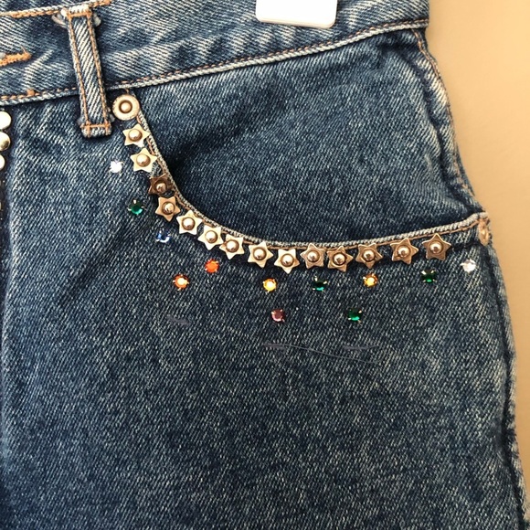 JEANJER Vintage Y2K 80’s Bedazzled High Waist Mom Jeans 9/10 Fits Sz 4 - Picture 5 of 10